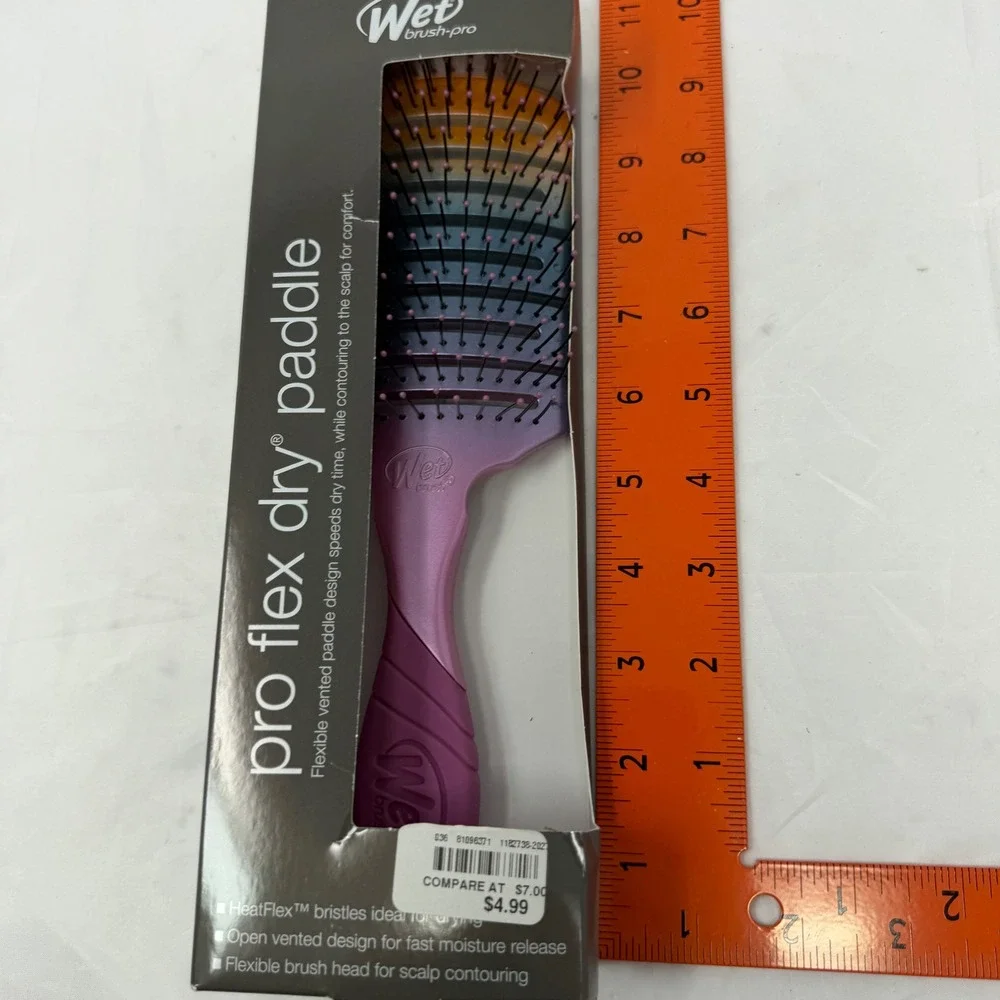 Wet Brush Pro Flex Dry Paddle Ombre Purple Blue Vented Hair Brush HeatFlex NEW